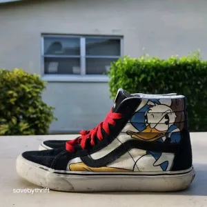 VANS SK8-HI USED SIZE 8 DISNEY MICKEY AND FRIENDS BLACK BEIGE