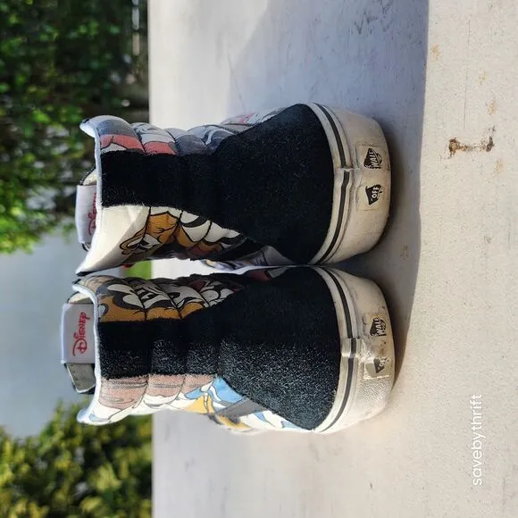 VANS SK8-HI USED SIZE 8 DISNEY MICKEY AND FRIENDS BLACK BEIGE