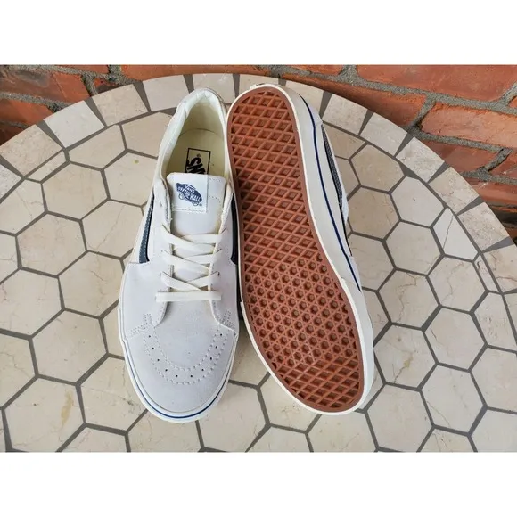 Vans SK8 Low Spoet Pop Blue Suede Off White Cream Men Sz 11.5 Vn0009qrcje