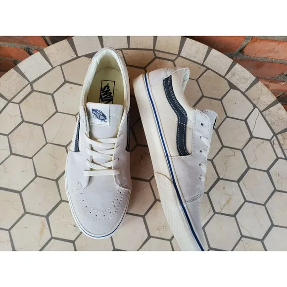 Vans SK8 Low Spoet Pop Blue Suede Off White Cream Men Sz 11.5 Vn0009qrcje