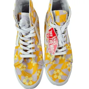 Vans U SK8-HI High Top Shoes‎ Yellow Purple Flowers Size M 10 / W 11.5