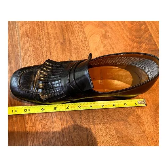 Verde Loafers,10 M, Shoes, Black, Slip On, Mens, Vintage, Spain, Leather, Dress