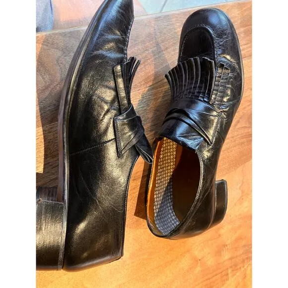 Verde Loafers,10 M, Shoes, Black, Slip On, Mens, Vintage, Spain, Leather, Dress