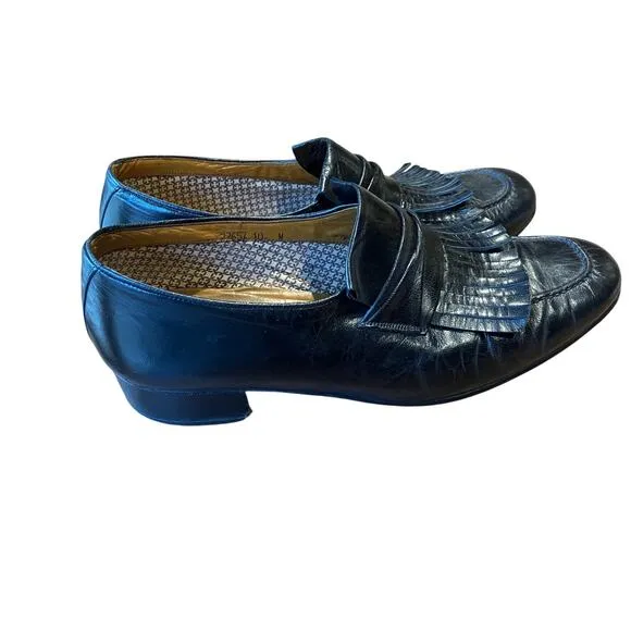 Verde Loafers,10 M, Shoes, Black, Slip On, Mens, Vintage, Spain, Leather, Dress