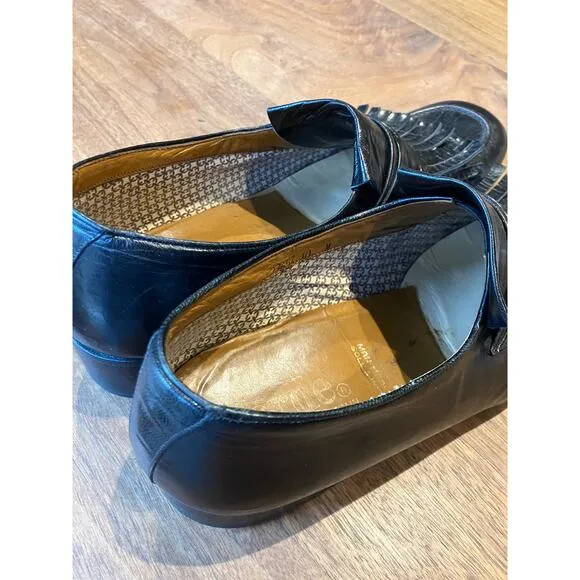 Verde Loafers,10 M, Shoes, Black, Slip On, Mens, Vintage, Spain, Leather, Dress