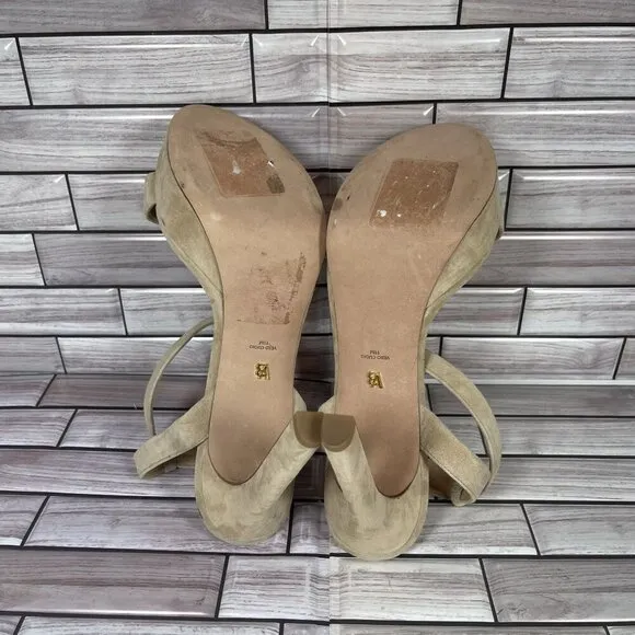 Veronica Beard Women's Beige Suede Darcelle Ankle Strap Heel Shoe Size 11-NEW
