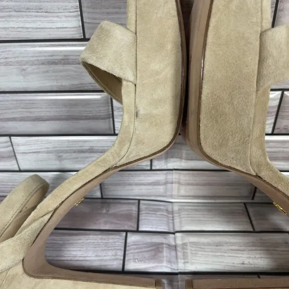 Veronica Beard Women's Beige Suede Darcelle Ankle Strap Heel Shoe Size 11-NEW