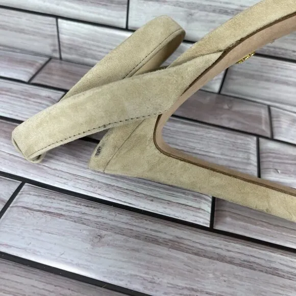 Veronica Beard Women's Beige Suede Darcelle Ankle Strap Heel Shoe Size 11-NEW