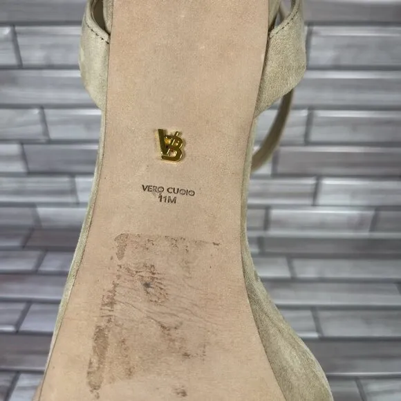 Veronica Beard Women's Beige Suede Darcelle Ankle Strap Heel Shoe Size 11-NEW