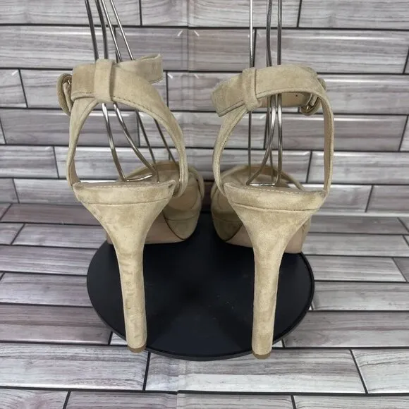 Veronica Beard Women's Beige Suede Darcelle Ankle Strap Heel Shoe Size 11-NEW
