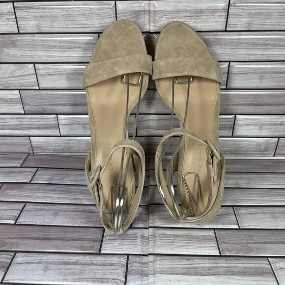 Veronica Beard Women's Beige Suede Darcelle Ankle Strap Heel Shoe Size 11-NEW