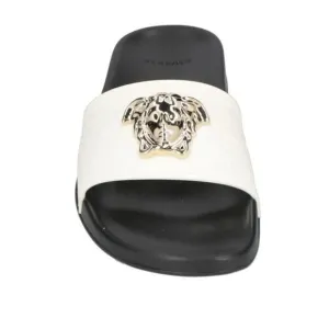 VERSACE Womens White La Medusa Round Toe Slip On Slide Sandals Shoes 35.5