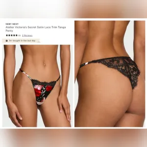 Victoria's secret luxe silk VERY SEXY Atelier Satin Lace tanga panty LARGE
