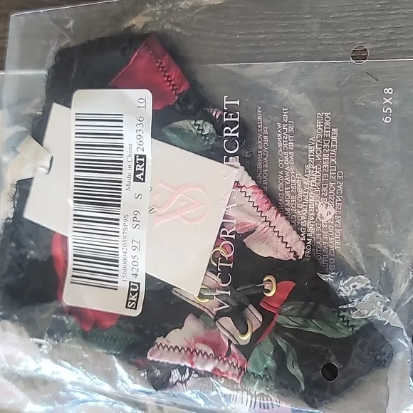 Victoria's secret luxe silk VERY SEXY Atelier Satin Lace tanga panty ROSES