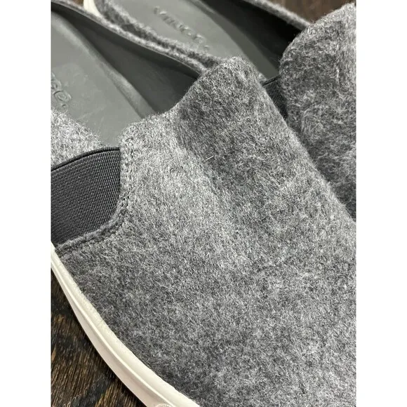 Vince Blair Mules Women’s 8.5 Gray Shoes Charcoal Wool Slip On Casual Comfort