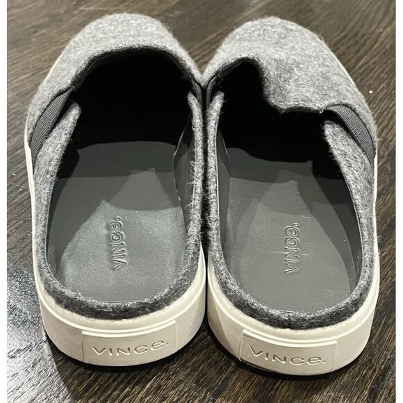 Vince Blair Mules Women’s 8.5 Gray Shoes Charcoal Wool Slip On Casual Comfort
