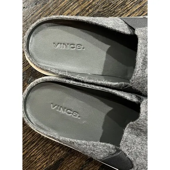 Vince Blair Mules Women’s 8.5 Gray Shoes Charcoal Wool Slip On Casual Comfort