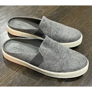 Vince Blair Mules Women’s 8.5 Gray Shoes Charcoal Wool Slip On Casual Comfort