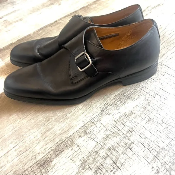 Vince Camuto Monk Black Leather Strap Dress Shoes Size 11