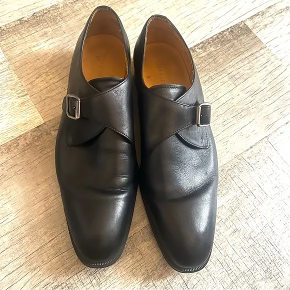 Vince Camuto Monk Black Leather Strap Dress Shoes Size 11