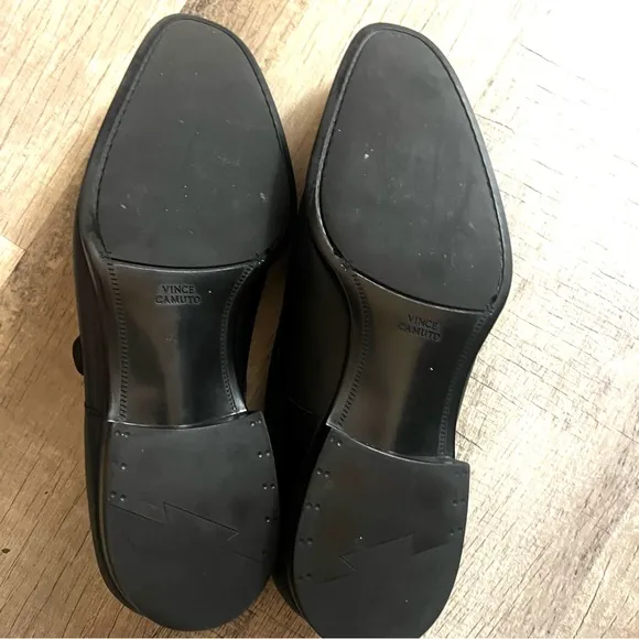 Vince Camuto Monk Black Leather Strap Dress Shoes Size 11
