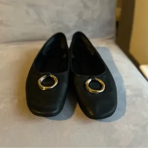 Vince Womens Didi O-Ring Ballet Flat 6M Black Soft Leather Loafers Comfort Shoes