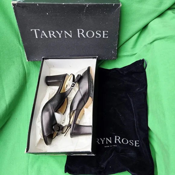 VINTAGE 2004Taryn Rose CHER-NAPPA  Black Slingback Women's Shoes BRAND NEW