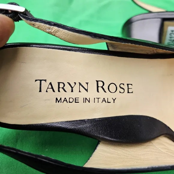 VINTAGE 2004Taryn Rose CHER-NAPPA  Black Slingback Women's Shoes BRAND NEW