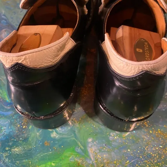 Vintage 90s Elegant TODD WELSH Black and Cream Men's Loafers SIZE 12
