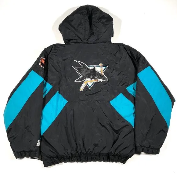 Vintage 90s Starter NHL San Jose Sharks Puffer Jacket Coat size XL Rare B30