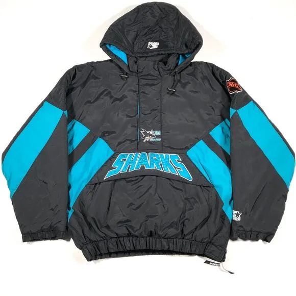Vintage 90s Starter NHL San Jose Sharks Puffer Jacket Coat size XL Rare B30