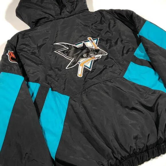 Vintage 90s Starter NHL San Jose Sharks Puffer Jacket Coat size XL Rare B30
