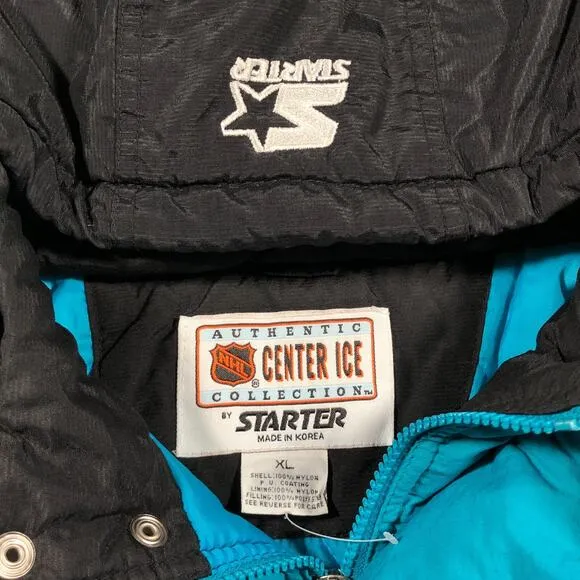 Vintage 90s Starter NHL San Jose Sharks Puffer Jacket Coat size XL Rare B30