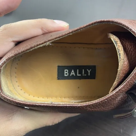 Vintage Bally Brown Papel Leather Monk Strap Made In Italy Shoes - Size 8.5