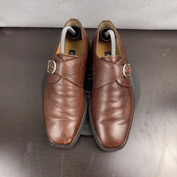 Vintage Bally Brown Papel Leather Monk Strap Made In Italy Shoes - Size 8.5