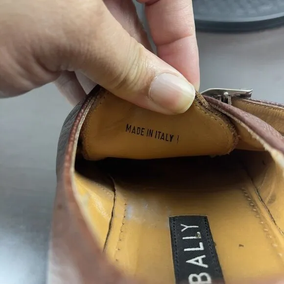 Vintage Bally Brown Papel Leather Monk Strap Made In Italy Shoes - Size 8.5