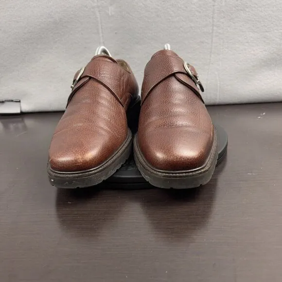 Vintage Bally Brown Papel Leather Monk Strap Made In Italy Shoes - Size 8.5