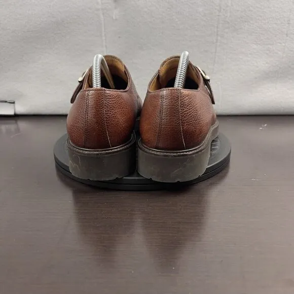 Vintage Bally Brown Papel Leather Monk Strap Made In Italy Shoes - Size 8.5