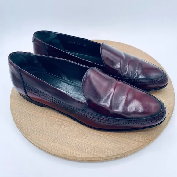Vintage Bruno Magli Shoes Mens 11 Burgundy Leather Driving Loafers Italy