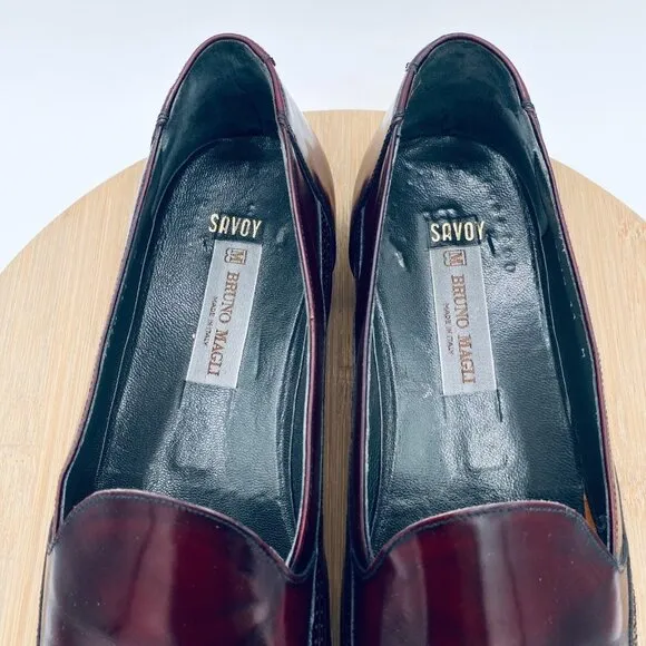 Vintage Bruno Magli Shoes Mens 11 Burgundy Leather Driving Loafers Italy