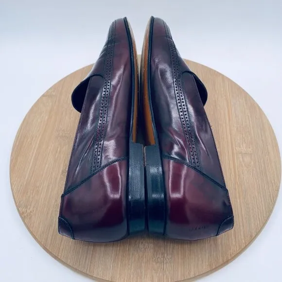 Vintage Bruno Magli Shoes Mens 11 Burgundy Leather Driving Loafers Italy
