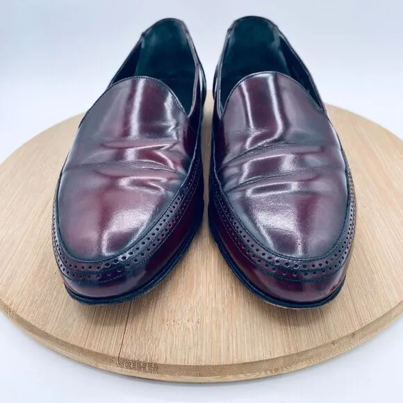 Vintage Bruno Magli Shoes Mens 11 Burgundy Leather Driving Loafers Italy