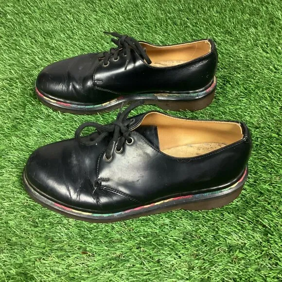 Vintage Dr Marten Rainbow Stitch Black Oxford Shoes 6
