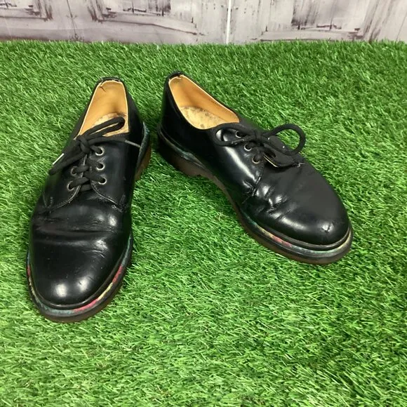 Vintage Dr Marten Rainbow Stitch Black Oxford Shoes 6