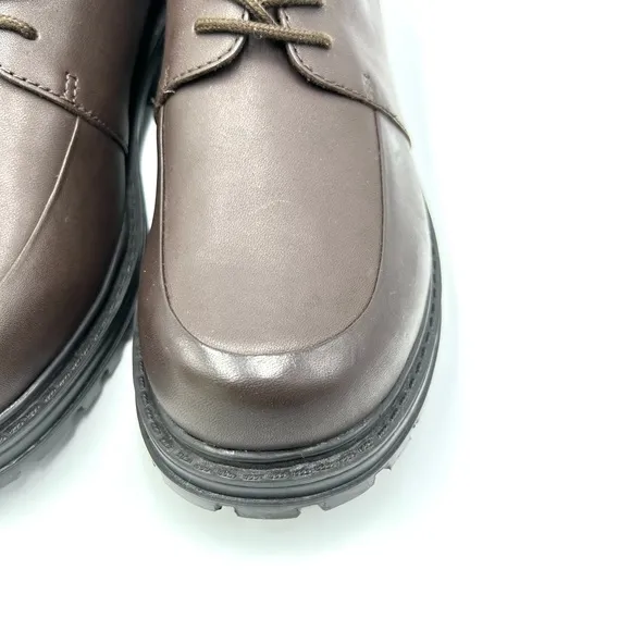 Vintage Esprit Brown Leather Chunky Y2K Block Heel Lug Sole Loafers Shoes 9.5