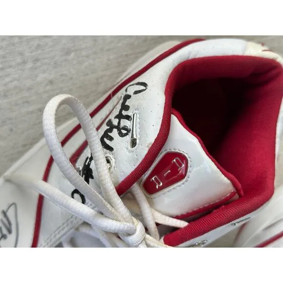 Vintage Nike Air Men's 7.6 White Red Basketball Shoes Sports Sneakers Signed Low