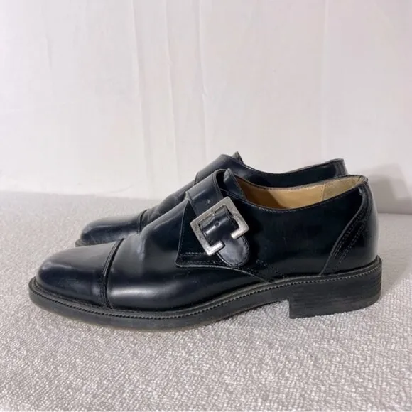 Vintage Pegabo Black Leather Monk Strap Dress Shoes 40