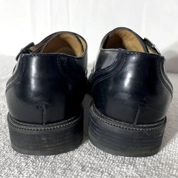 Vintage Pegabo Black Leather Monk Strap Dress Shoes 40