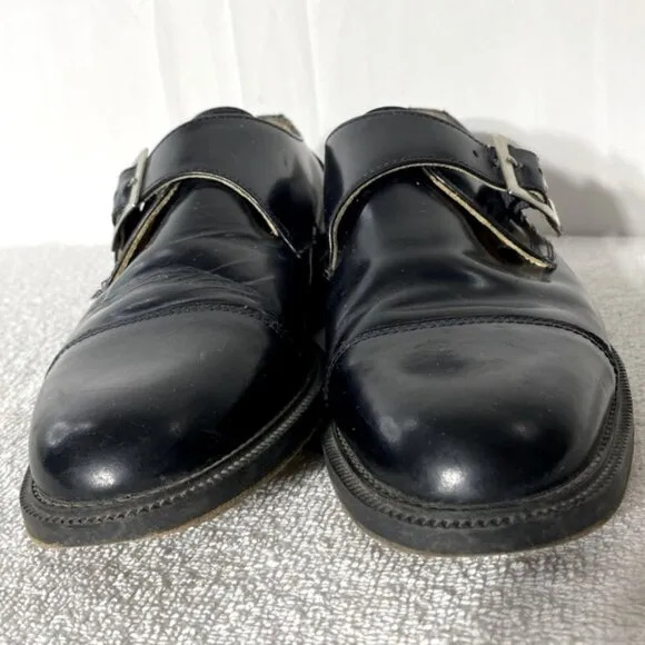 Vintage Pegabo Black Leather Monk Strap Dress Shoes 40