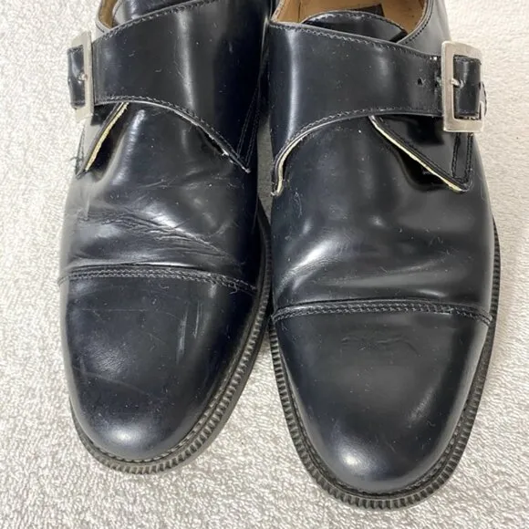 Vintage Pegabo Black Leather Monk Strap Dress Shoes 40